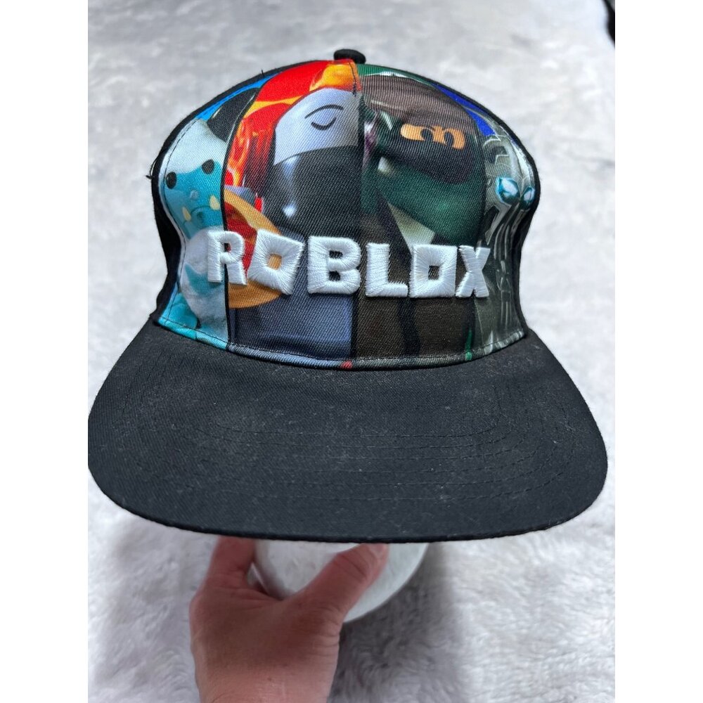 Roblox Snapback Hat Black Multicolor Adjustable Cap